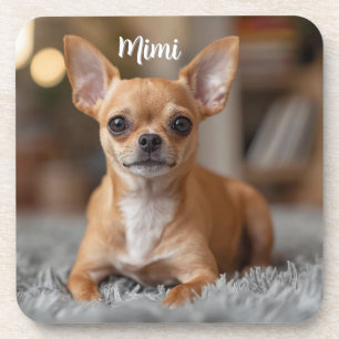 Tiny Chihuahua Personalised Beverage Coaster Set