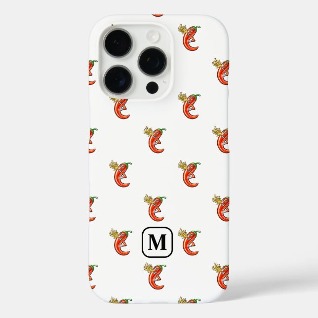 Tiny Chilli With Flame Pattern & Custom Initial Case-Mate iPhone Case (Back)
