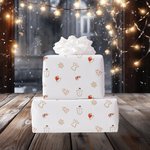Tiny Christmas Cookies Seamless Pattern Whiter Wrapping Paper