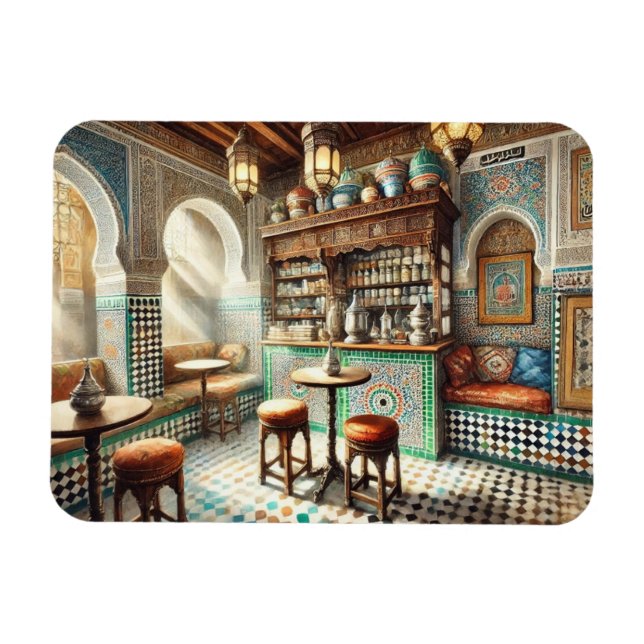 Tiny Coffeeshop in Fez Morocco Magnet (Horizontal)