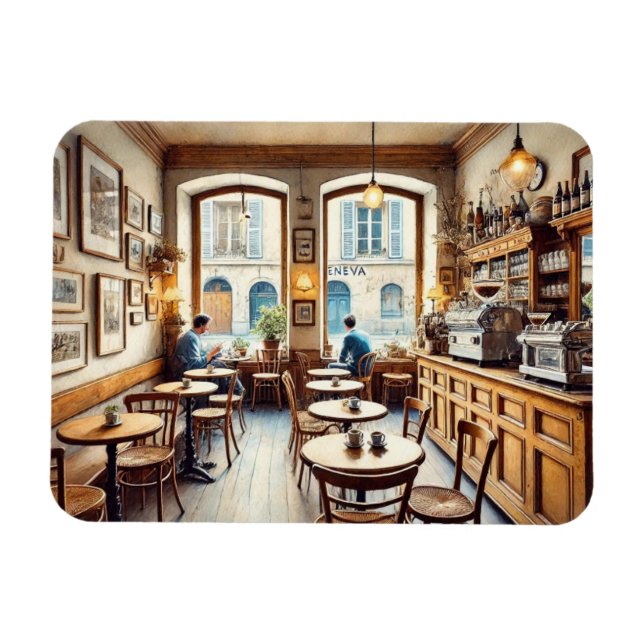 Tiny Coffeeshop in Geneva Switzerland Magnet (Horizontal)