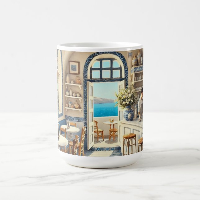 Tiny Coffeeshop in Santorini Coffee Mug (Center)