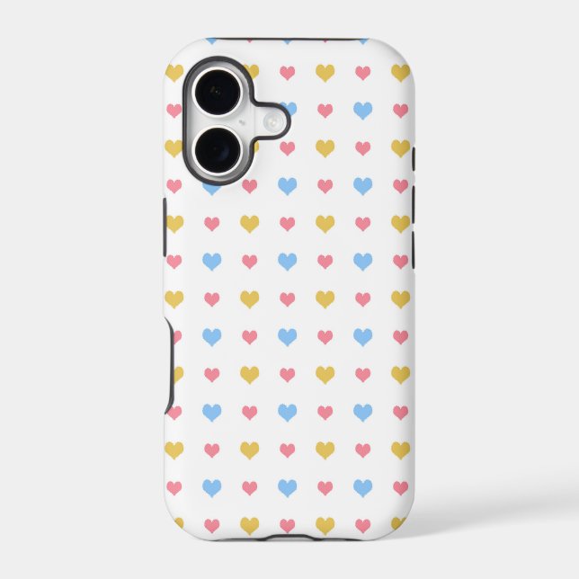 Tiny Colourful Hearts Pattern Pink Blue Yellow (Back)