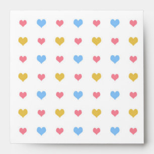 Tiny Colourful Hearts Pattern Pink Blue Yellow Envelopes