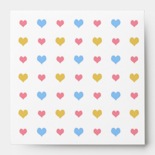 Tiny Colourful Hearts Pattern Pink Blue Yellow Envelopes (Front)