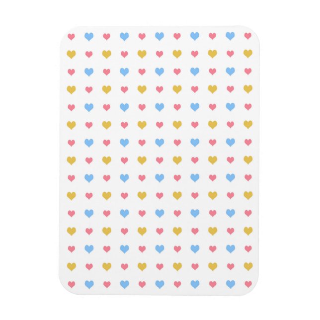 Tiny Colourful Hearts Pattern Pink Blue Yellow Magnet (Vertical)