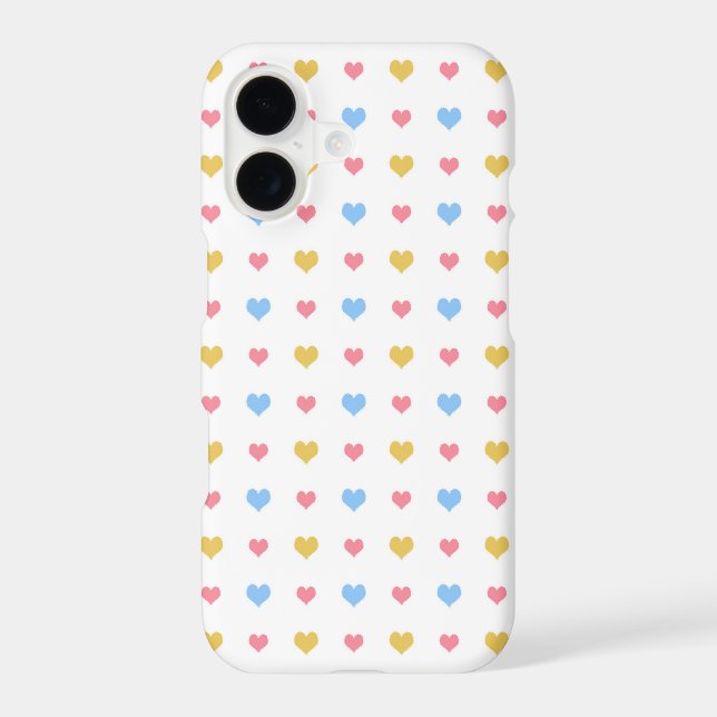 Tiny Colourful Hearts Pattern Yellow Pink Blue (Back)