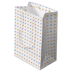Tiny Colourful Hearts Pattern Yellow Pink Blue Medium Gift Bag