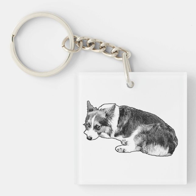 Tiny Corgi, Loyal Tile Key Ring (Front)