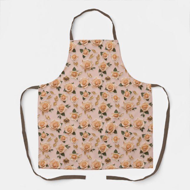 Tiny Cream And Gold Roses  Apron (Front)