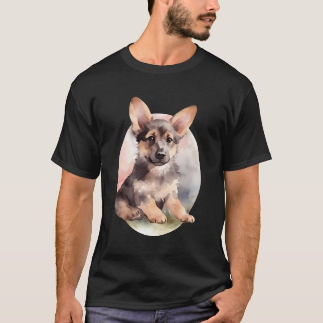 Tiny Cute German Shepherd Dog Gsd Puppy T-Shirt (Front)