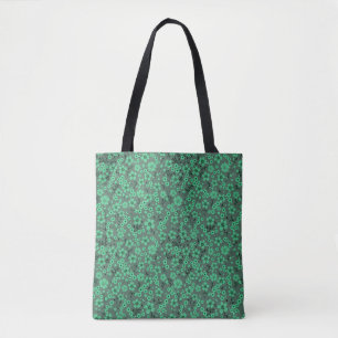 Tiny cute green floral pattern tote bag