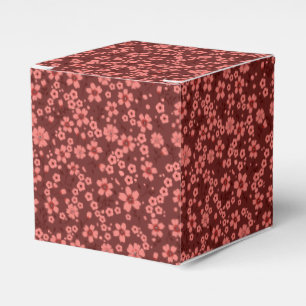 Tiny cute red magenta cream floral pattern favour box