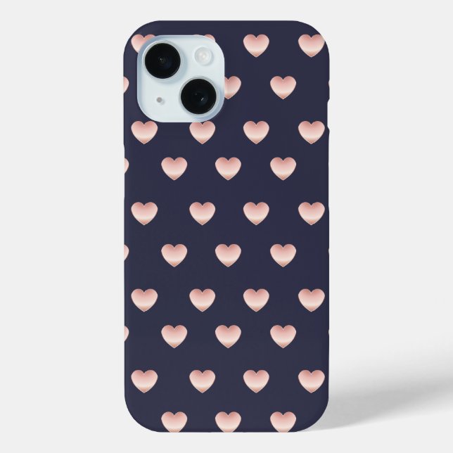 Tiny Cute Rose Gold Pink Shiny Hearts Pattern Case-Mate iPhone Case (Back)