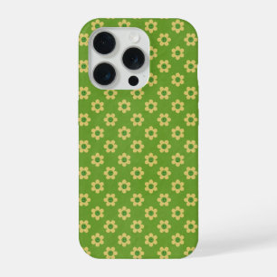 Tiny daisies ,happy face, mid green Phone Case