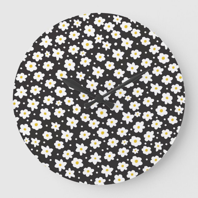 Tiny daisies, vintage, seamless background. large clock (Front)