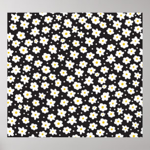 Tiny daisies, vintage, seamless background. poster