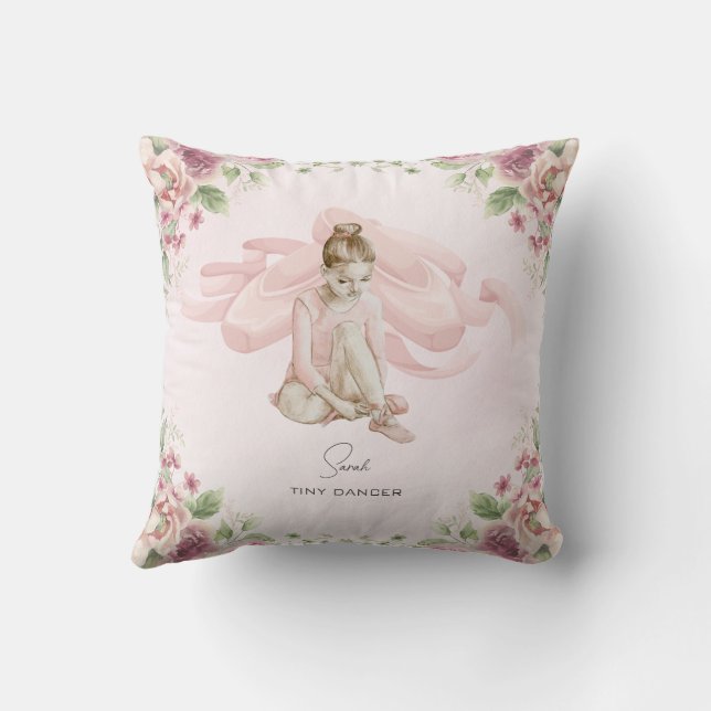 Tiny Dancer Ballerina Personalised Throw Pillow (Back)