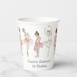 Tiny Dancer Ballerina Pink Blush Girls Birthday Paper Cups