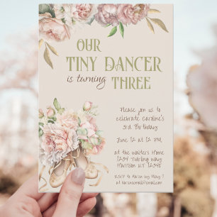 Tiny Dancer Ballet Third Birthday Invitation