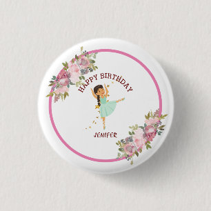 Tiny Dancer   Pink Floral Ballet Birthday Party 3 Cm Round Badge