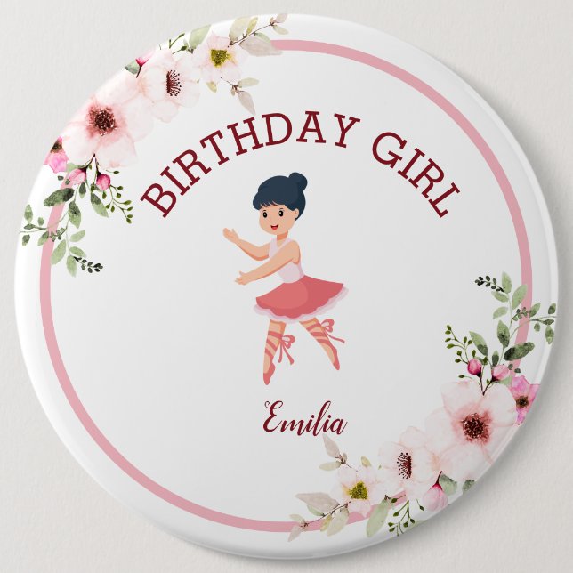 Tiny Dancer | Pink Floral Ballet Birthday Party Bu 6 Cm Round Badge (Front)