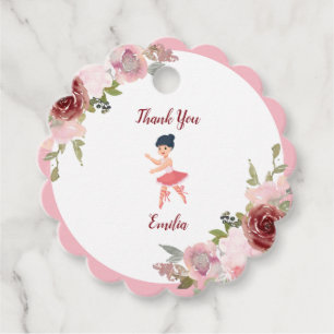 Tiny Dancer Pink Floral Ballet Birthday Party Favour Tags