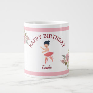  Tiny Dancer Pink Floral Ballet Birthday Party Large Coffee Mug