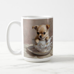 Tiny Delight: Chihuahua Puppy in a Teacup Coffee Mug