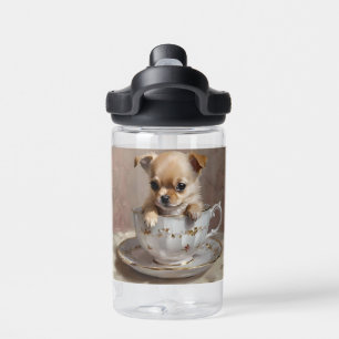 Tiny Delight: Chihuahua Puppy in a Teacup Water Bottle