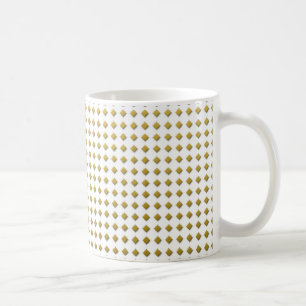 Tiny Diamond Shapes Golden Yellow White Pattern Coffee Mug