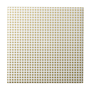 Tiny Diamonds Squares Golden Yellow Pattern Ceramic Tile