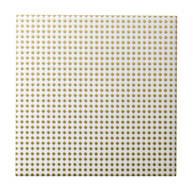 Tiny Diamonds Squares Golden Yellow Pattern Ceramic Tile (Front)