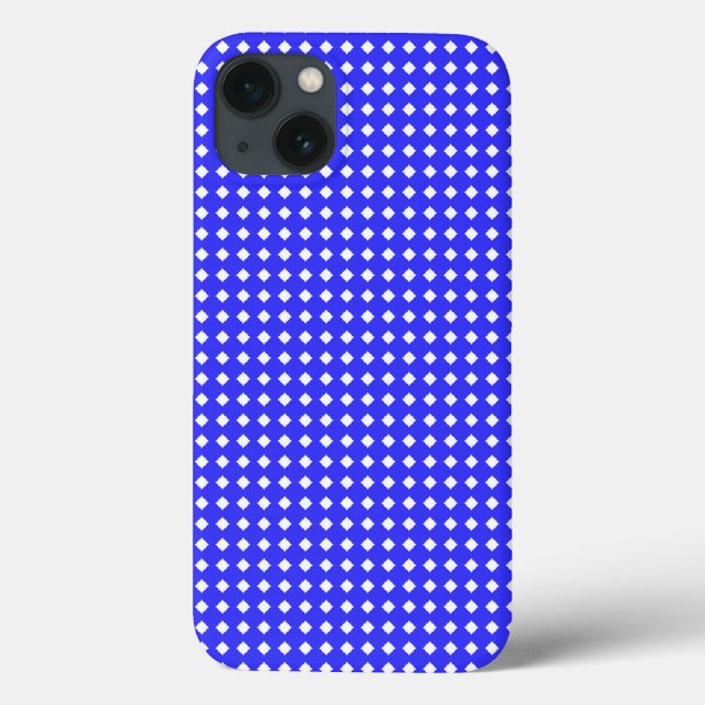 Tiny Diamonds Squares Pattern Cobalt Blue White Case-Mate iPhone Case (Back)