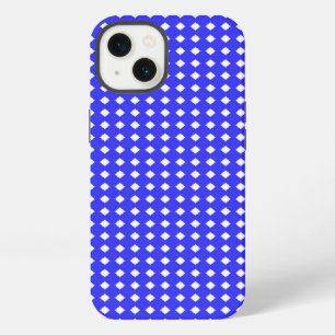 Tiny Diamonds Squares Pattern Cobalt Blue White iPhone Case