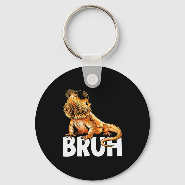 Tiny Dinosaur Bruh Bearded Dragon Lover  Key Ring (Front)
