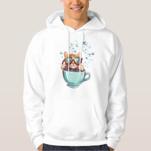 Tiny Diver Cat � Funny Scuba Kitty Tea Lover Hoodie