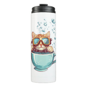 Tiny Diver Cat – Funny Scuba Kitty Tea Lover Thermal Tumbler