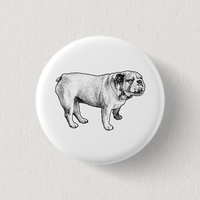 tiny dot joy, bulldog 3 cm round badge (Front)