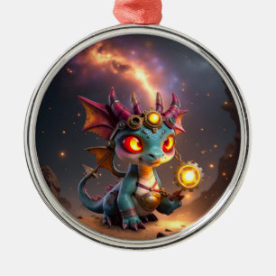 Tiny Dragon, Big Time Energy – The Ember Clockling Metal Ornament