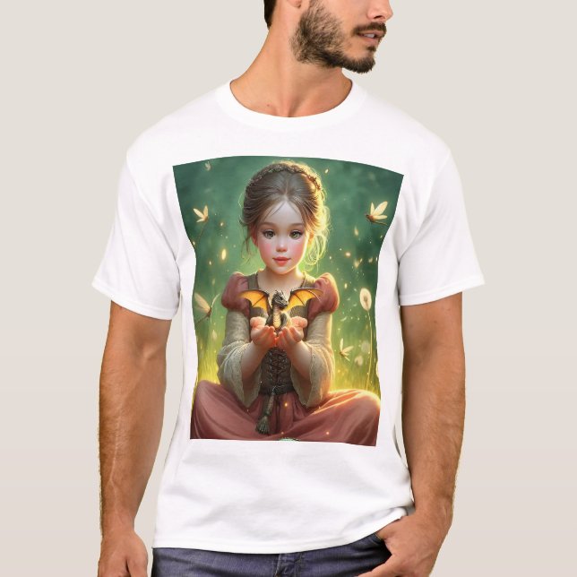 Tiny Dragon Keeper with Butterflies T-Shirt (Front)