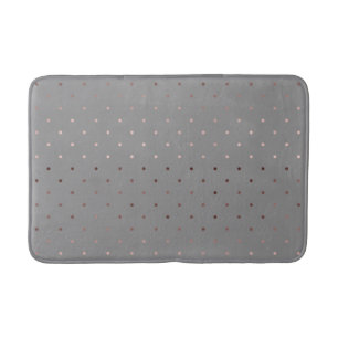 tiny faux rose gold grey polka dots pattern bath mat