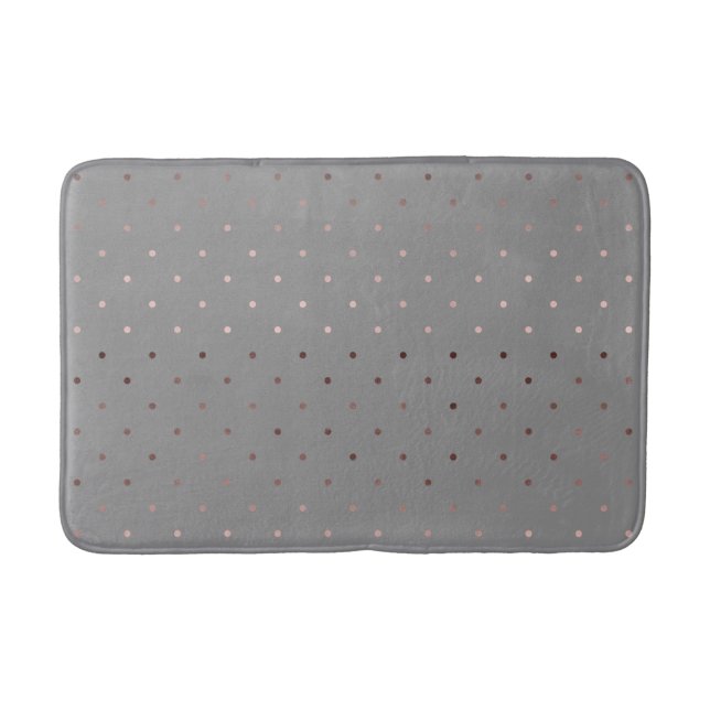 tiny faux rose gold grey polka dots pattern bath mat (Front)