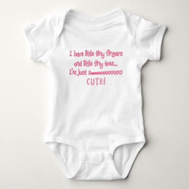 Tiny Fingers Baby Girl So Cute Baby Bodysuit (Front)