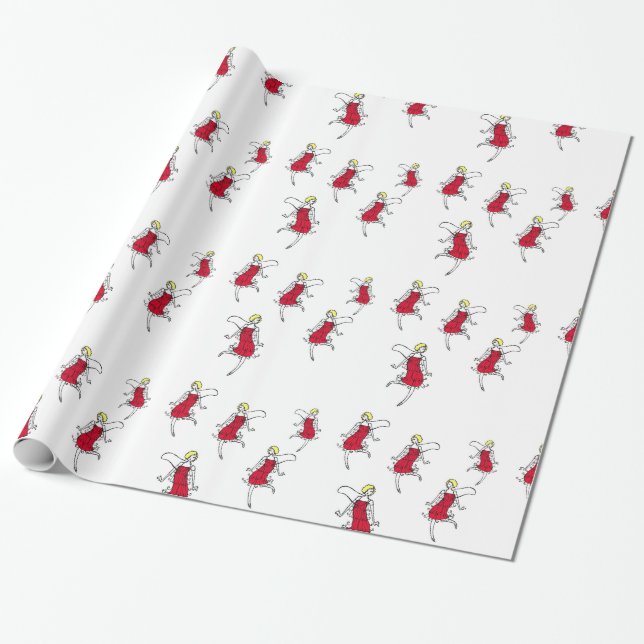 Tiny Flapper brigade, roaring twenties gift wrap (Unrolled)