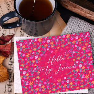 Tiny Floral Pattern Custom Friendship Postcard