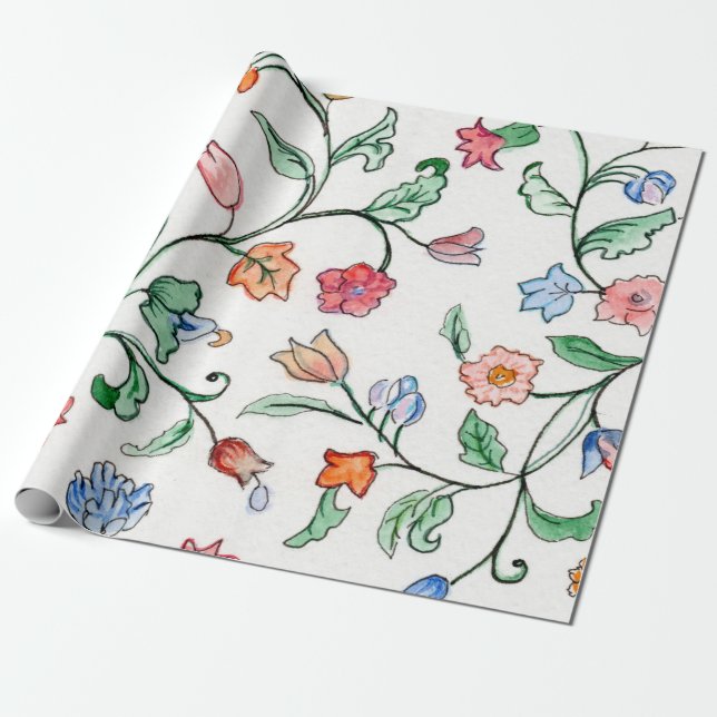 Tiny Floral Twines on wrapping paper (Unrolled)