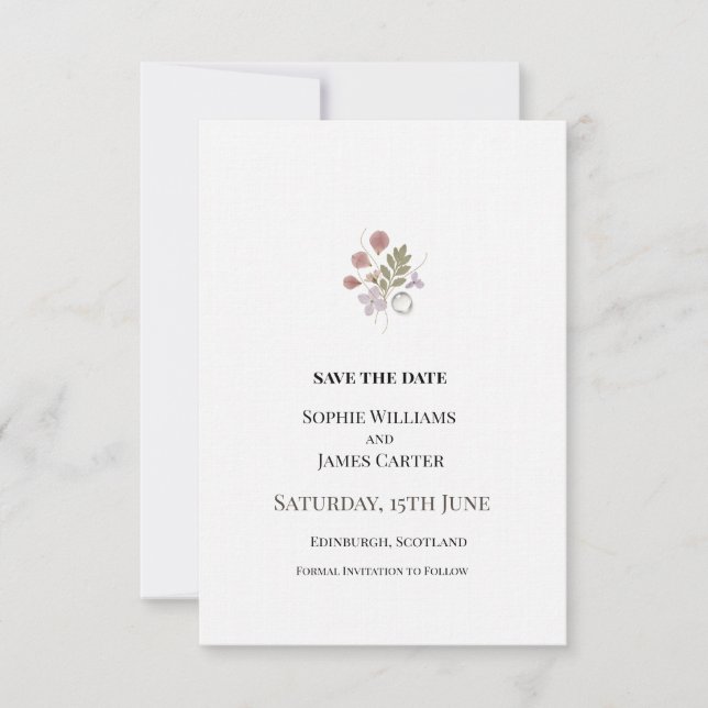 Tiny Floral Wedding Save The Date (Front)