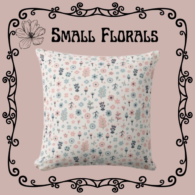 Tiny Florals Pink & Blue on Cream  Cushion (Creator Uploaded)