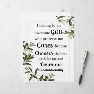 Tiny Flowers and Leaves with Awesome God Quote Custom Letterhead